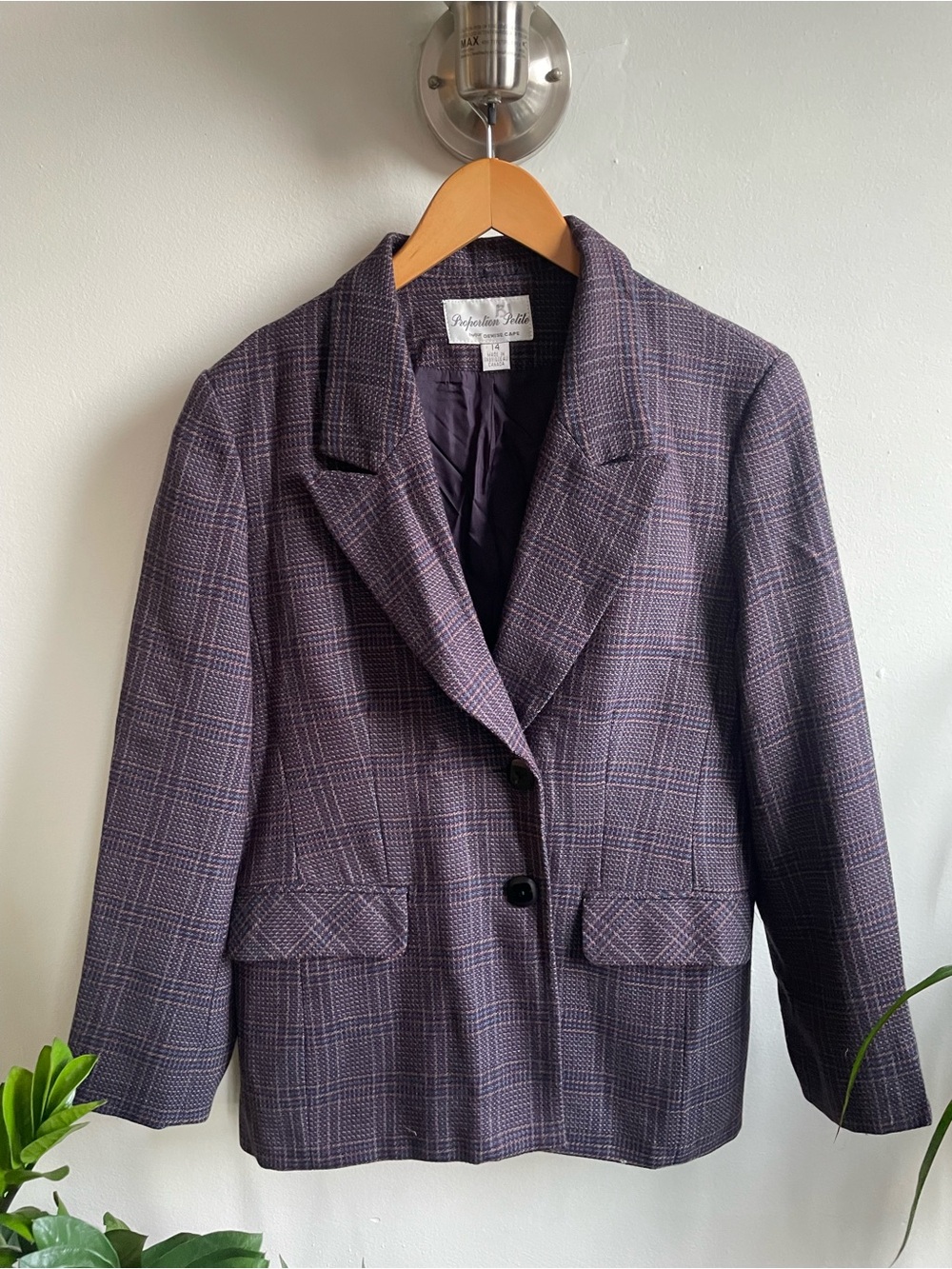 Pendleton Purple Plaid Tailored Blazer Jacket